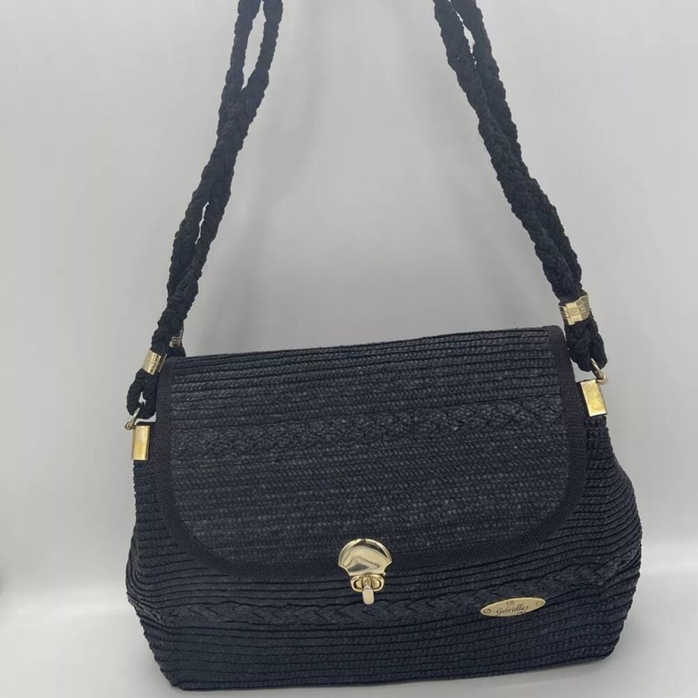 Gabriella Italy Woven Black Handbag